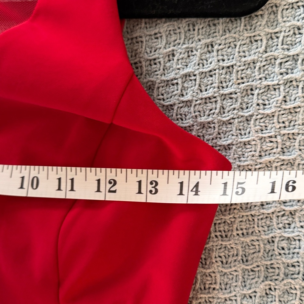 Red Gown with Mesh Cut outs - Picture 13 of 14
